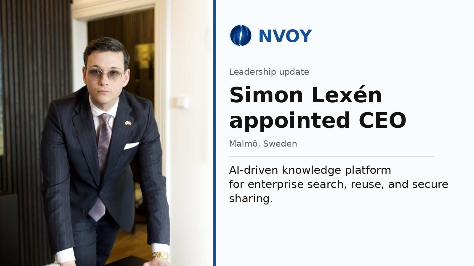 NVOY Appoints Simon Lexén as CEO to Accelerate Enterprise Growth Across Europe