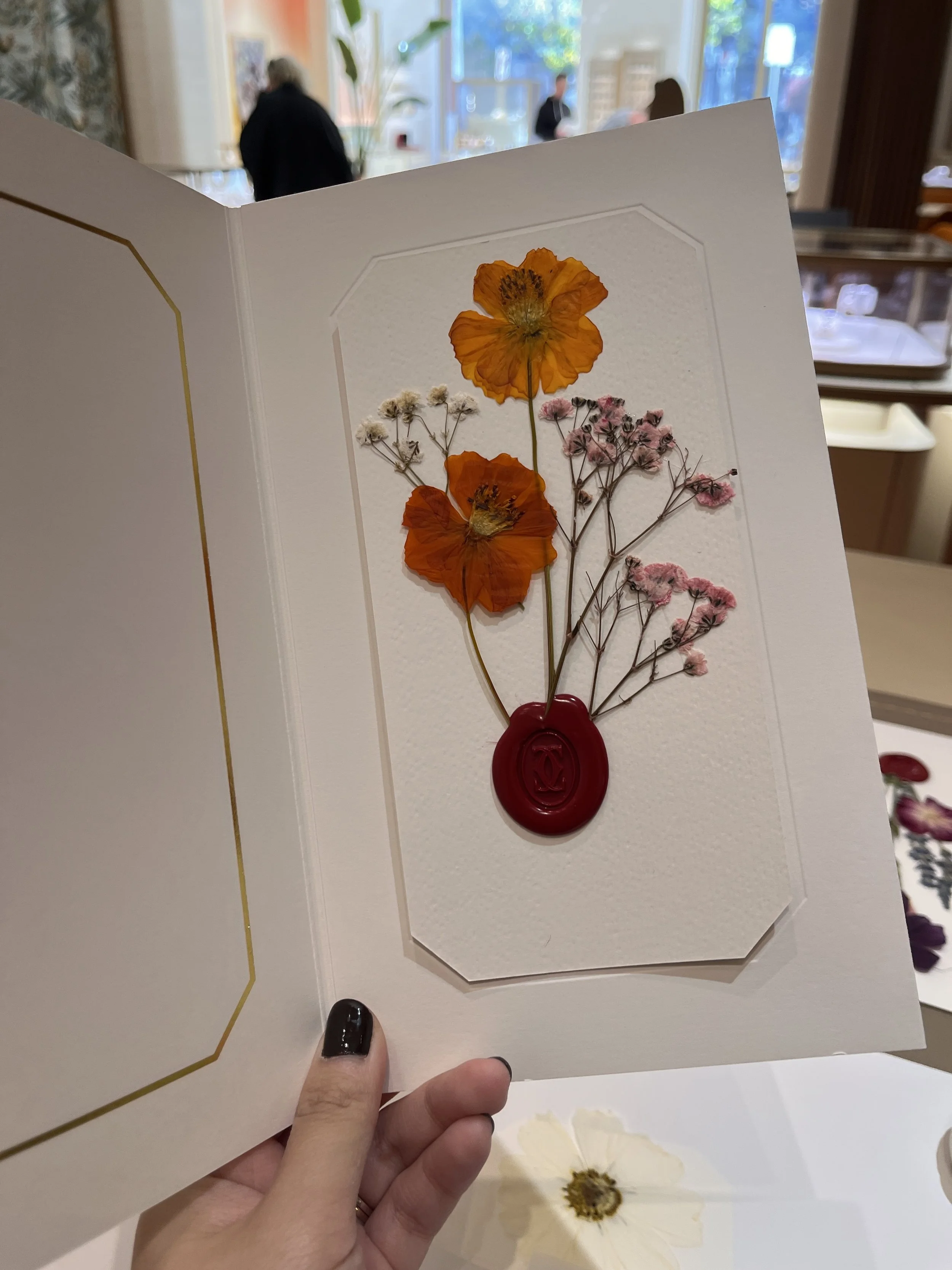 pressed-flower-card-cartier-mothers-day-activation-calligraphy-kristie-perth-western-australia