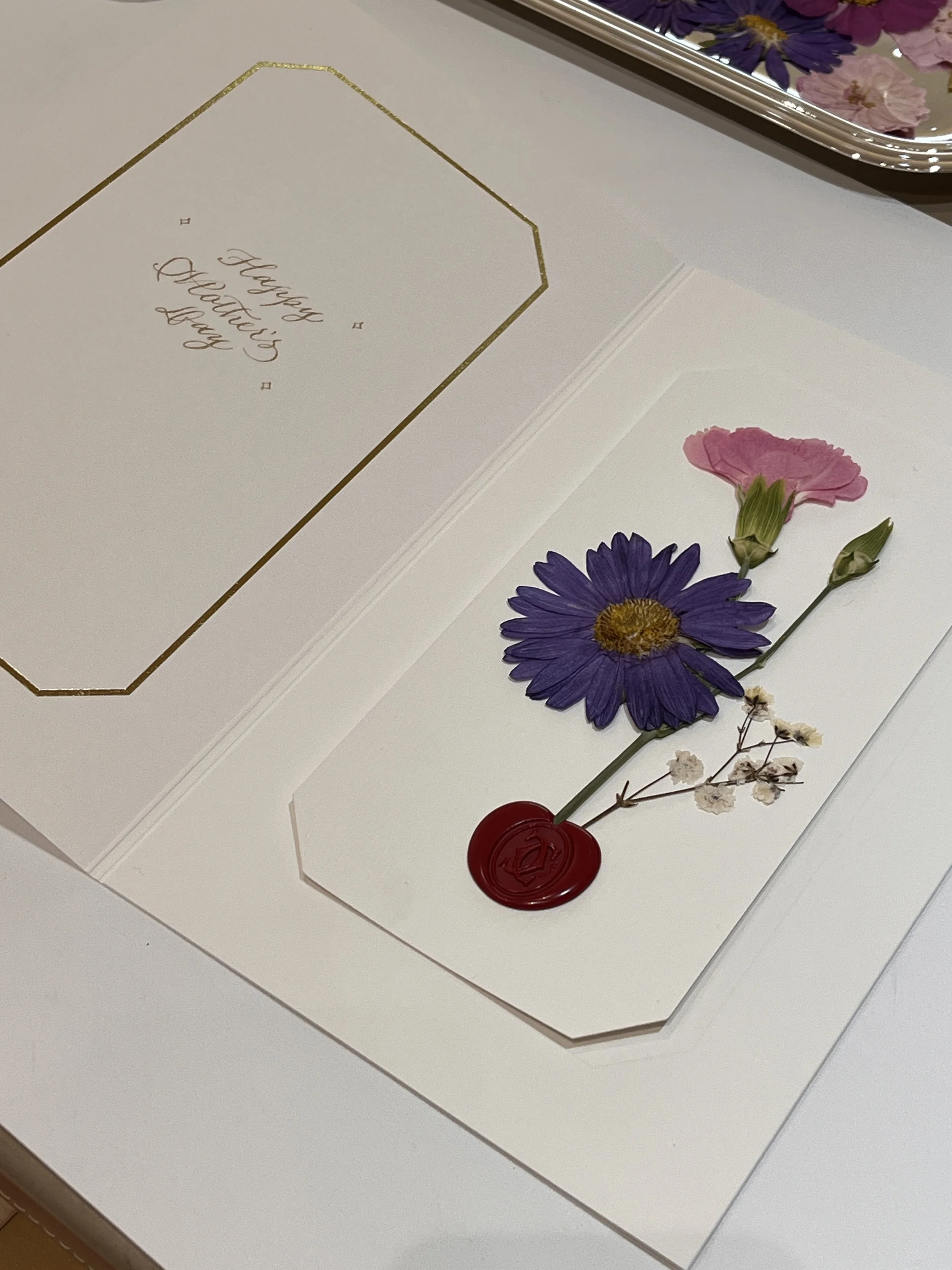 pressed-flower-cards-cartier-mothers-day-activation-calligraphy-kristie-perth
