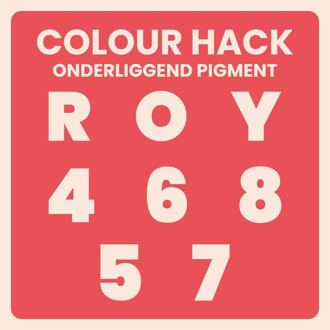 COLOUR HACK ❣️❣️
Onderliggend pigment 

R(ed) O(range) Y(ellow)
 4  6  8
  5  7