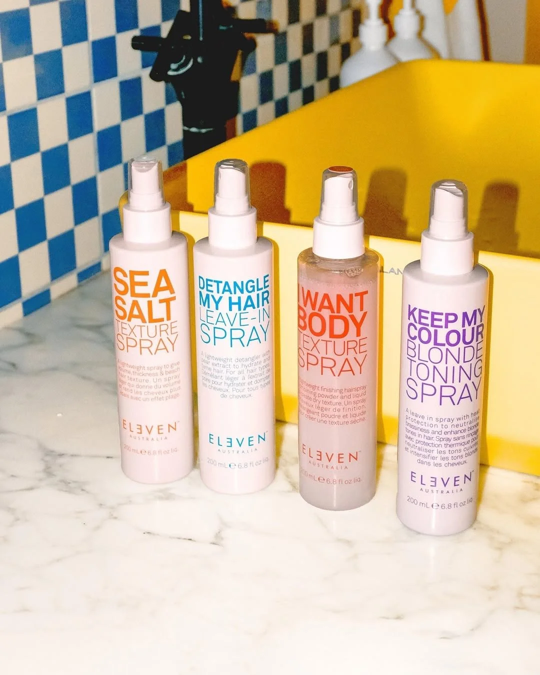 Meet the squad for perfect hair! 

🧡 Sea Salt Texture Spray: geeft textuur aan het haar
💙 Detangle My Hair Leave-In Spray: ontwart en verzorgt het haar
❤️ I Want Body Texture Spray: geeft volume en textuur aan het haar
💜 Keep My Colour Blonde Toni
