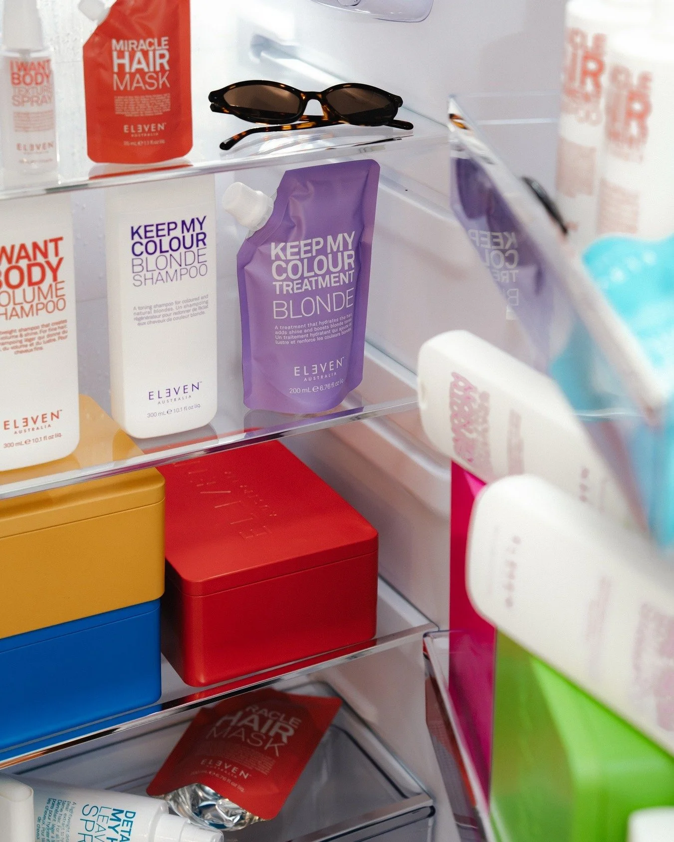 Not your average fridge&hellip; this one&rsquo;s stocked with your fav hair treats 🩷❤️🧡💛💚🩵💙💜

#ELEVENAustralia