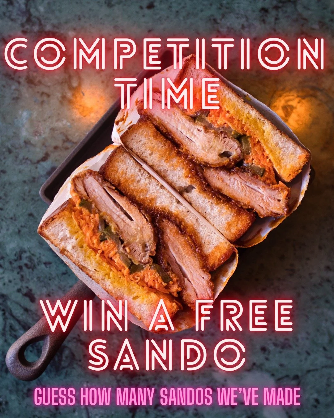 Guess how many sandos we have made since we have been open! 🥪❓

The rules of the game are simple. 

- Closest guess wins a free sando - place your guesses in the comments section of this post.

- Sandos made for consumption in-store only.

- We will
