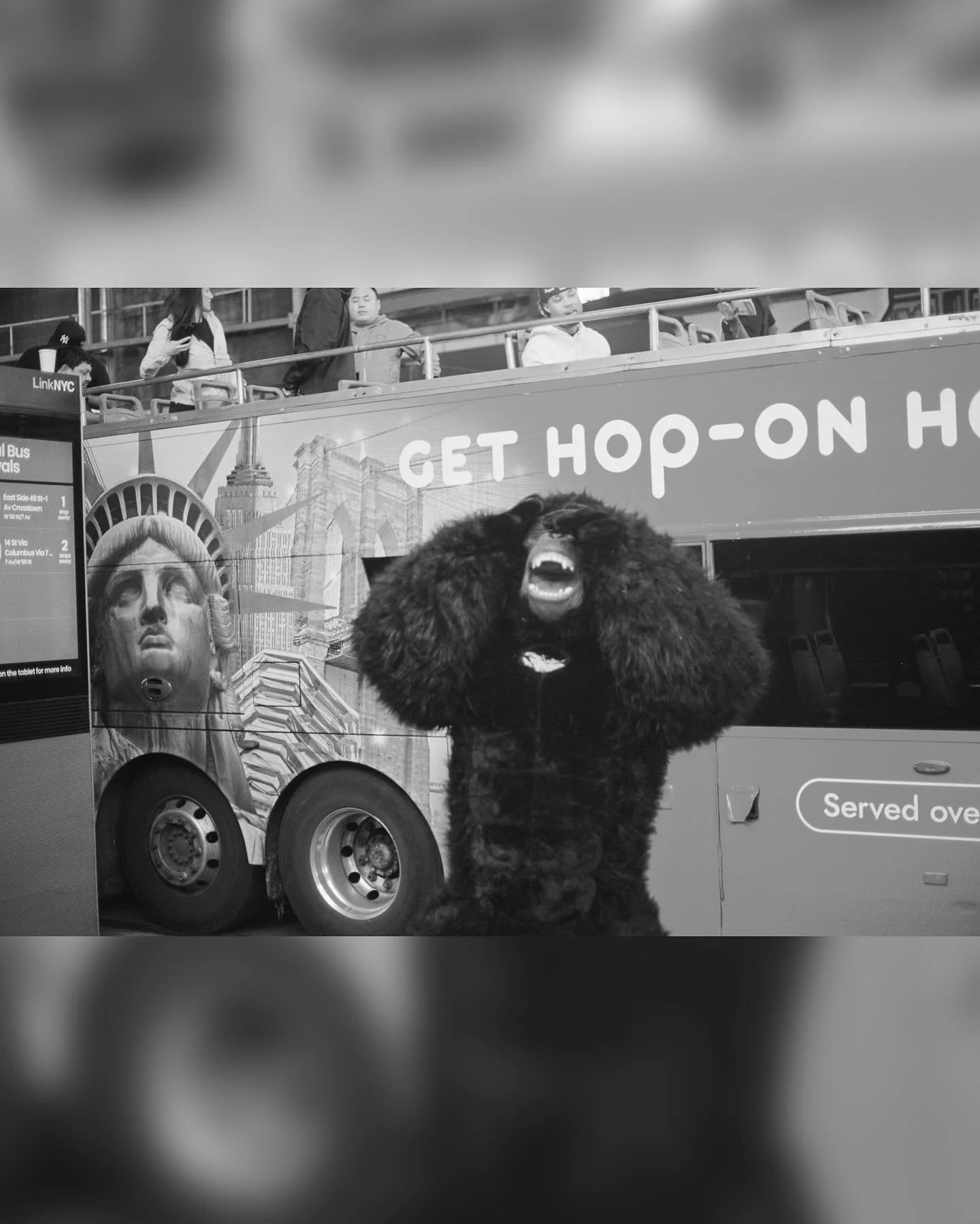 566. &ldquo;It wasn&rsquo;t the airplanes. It was beauty killed the beast.&rdquo; New York&rsquo;s favourite gorilla galavanting at 1am | Times Square, New York City developed by @bayeux_ltd 
.
.
.
#someoneimettoday #blackandwhite #bwphoto #bwfilm #f