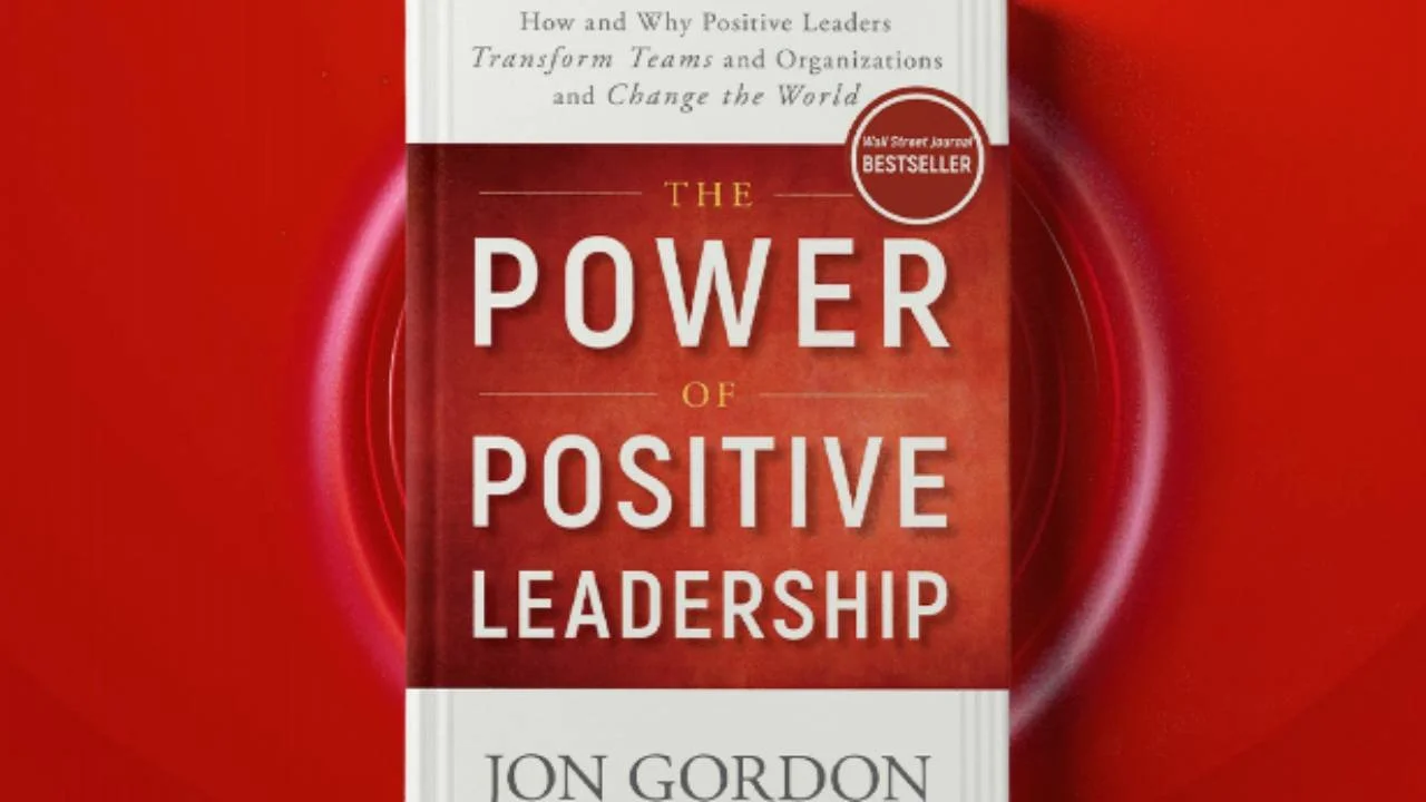 "The Power of Positive Leadership" book cover by Jon Gordon on red background