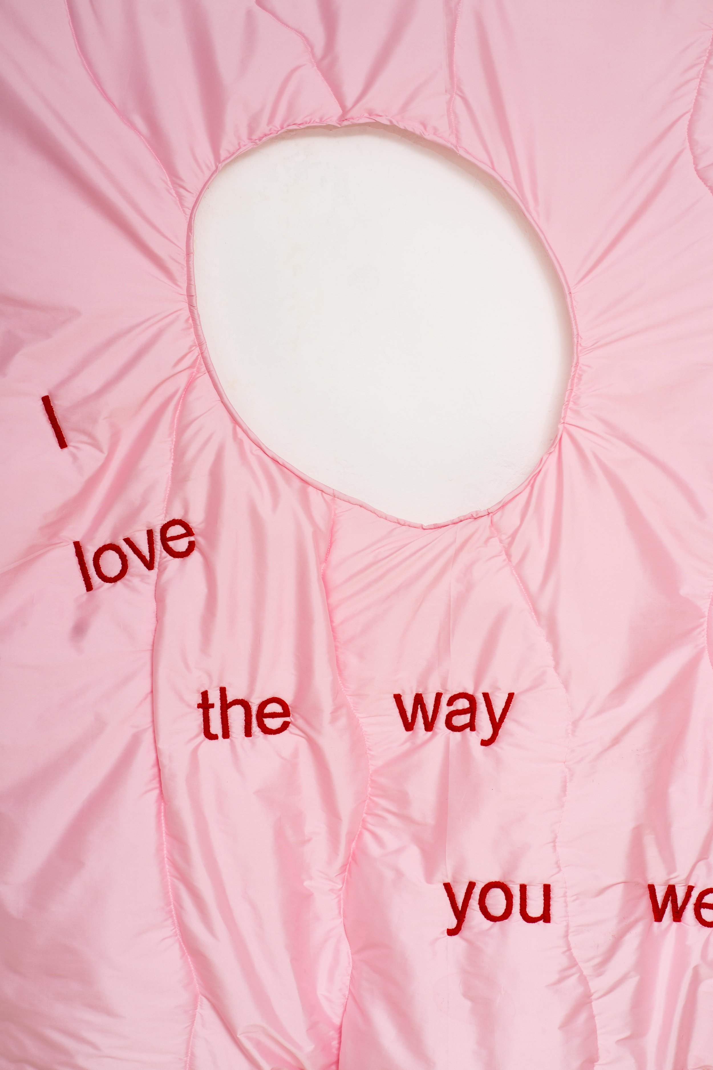 l Iove the way you wear your skin,2025,
taffeta fabric, cotton yarn, thread, cotton stuffing,
225x130cm