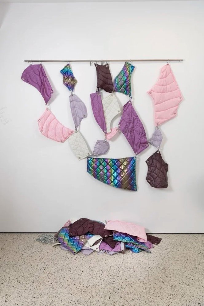 Play, 2025
various fabrics, eyelets, cotton stuffing, stainless steel, dimensions variable
