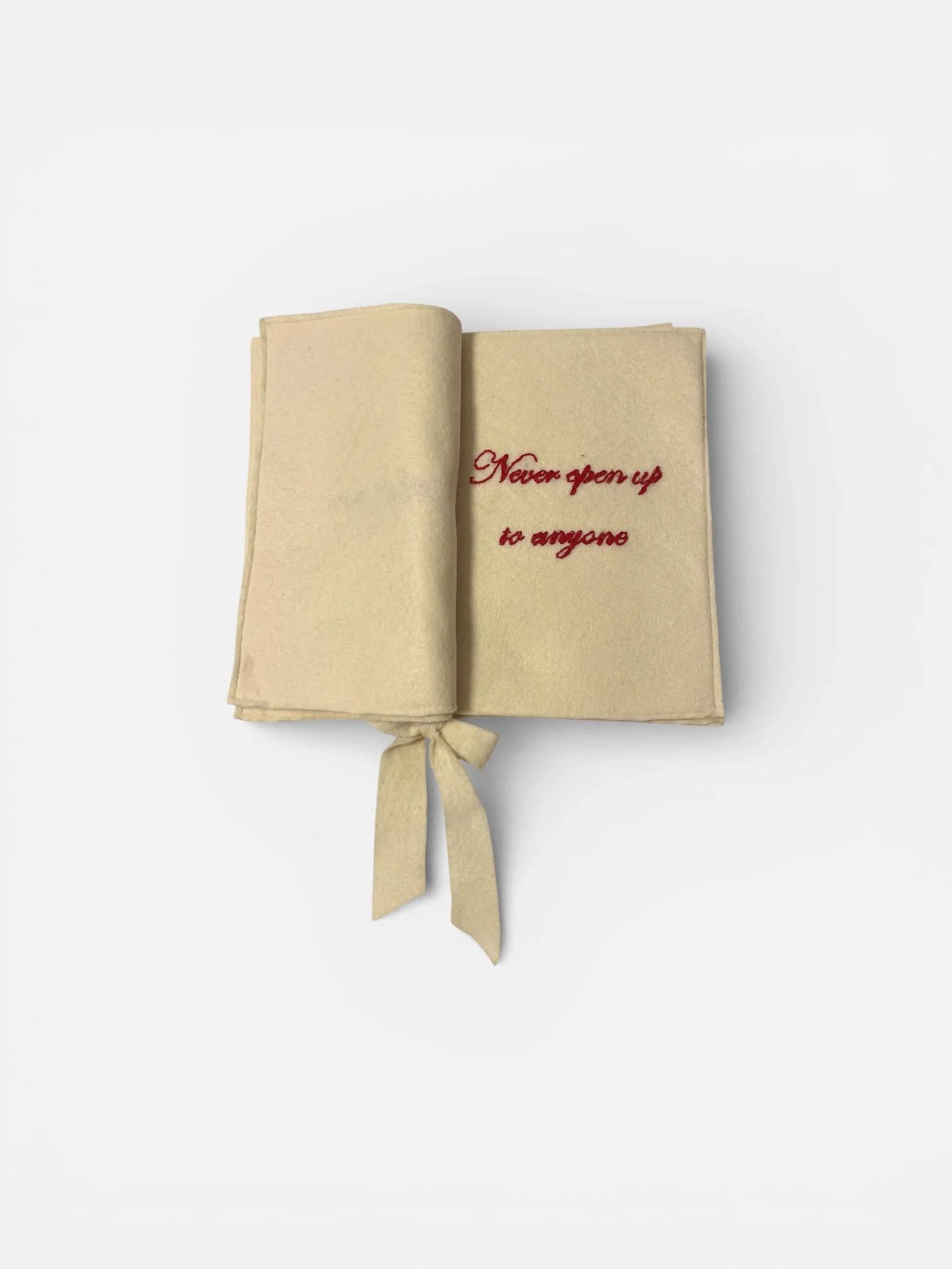 How to avoid heartbreak, 2026 
felt, cotton thread, ribbon
41x21x1.5cm