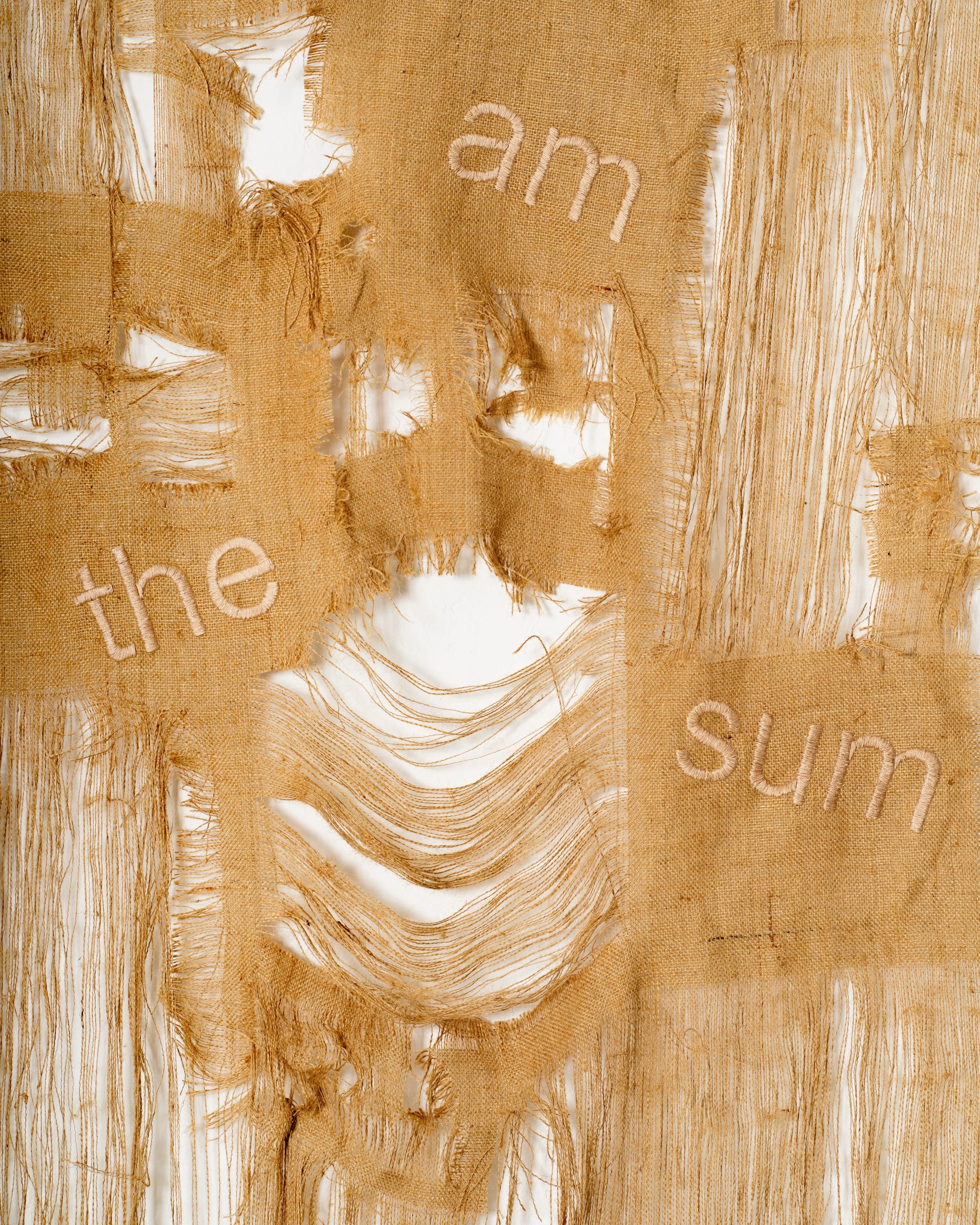 I am the sum of my eggs,2025, burlap fabric
204x103cm
