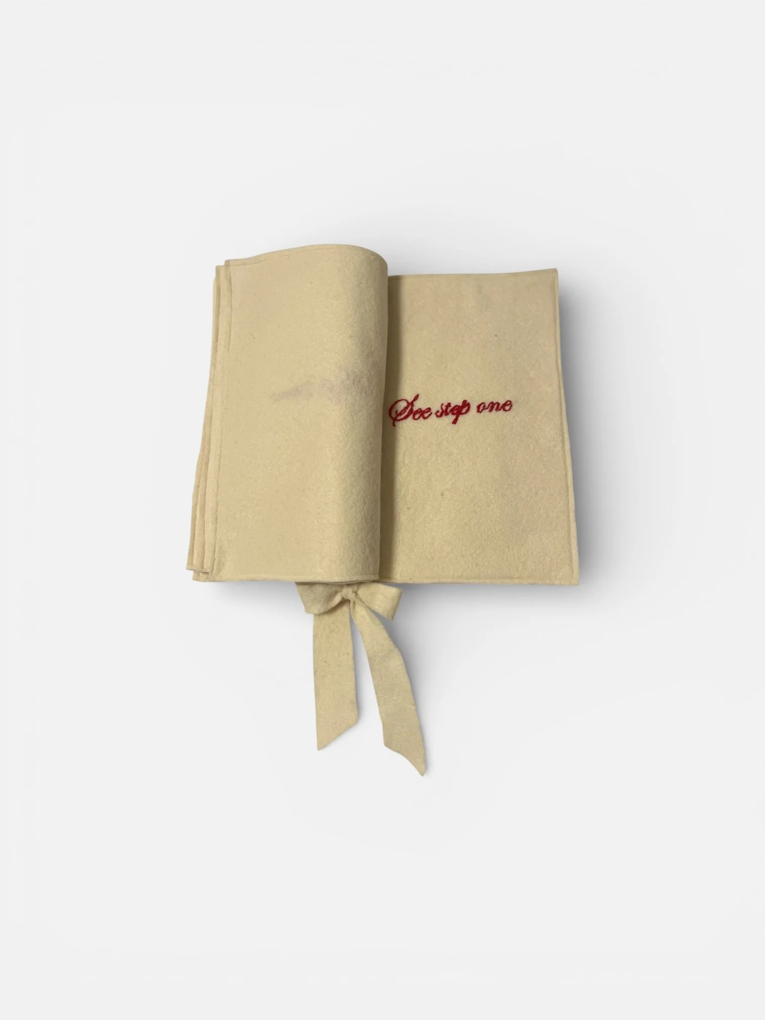 How to avoid heartbreak, 2026 
felt, cotton thread, ribbon
41x21x1.5cm