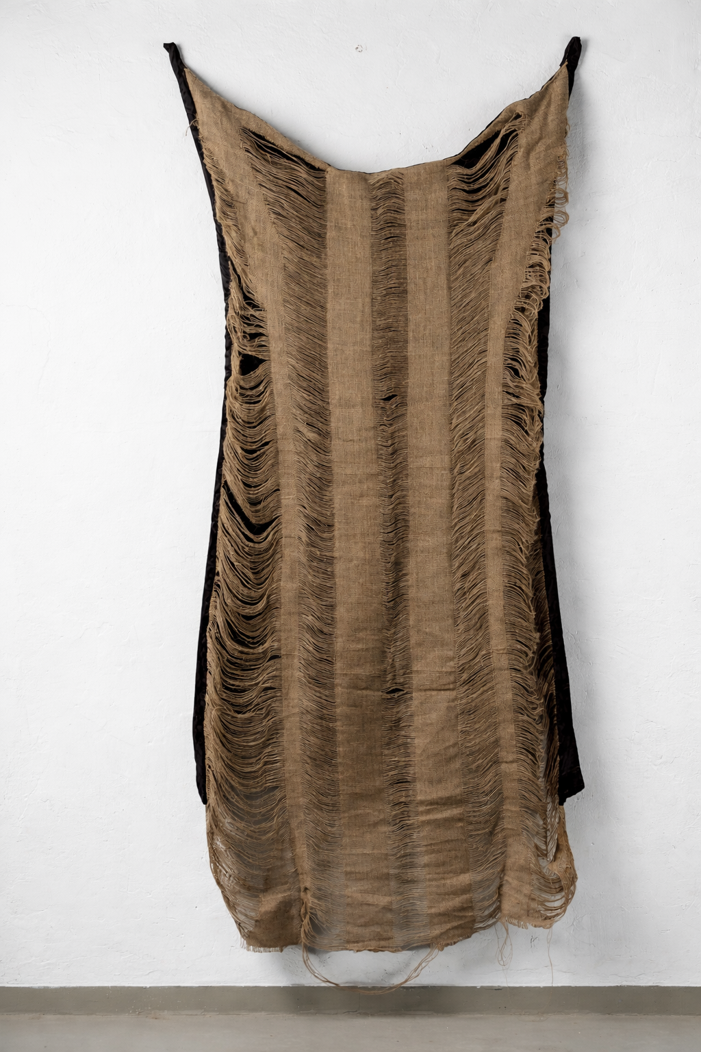 Something old, something borrowed, 2026, burlap, satin. cotton stuffing, thread, 118x122x30cm