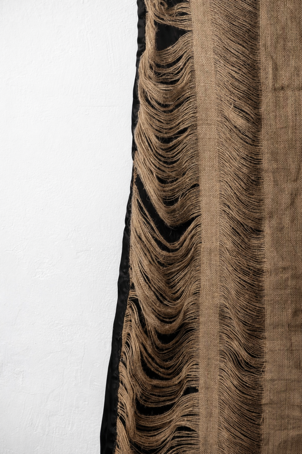 Something old, something borrowed, 2026, burlap, satin. cotton stuffing, thread, 118x122x30cm