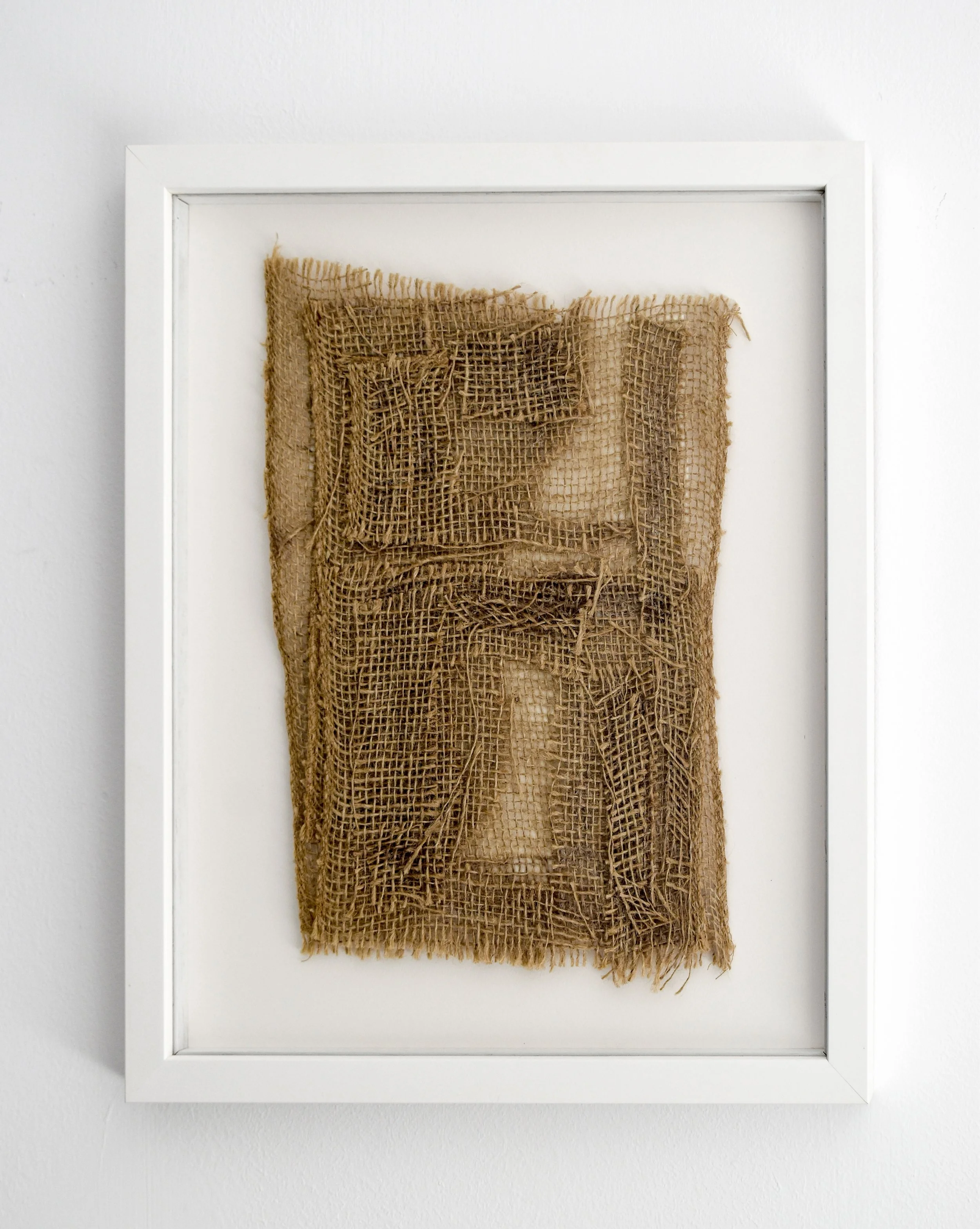 Something between #1, 2022, Burlap fabric, wool, fabric glue, 42x35cm