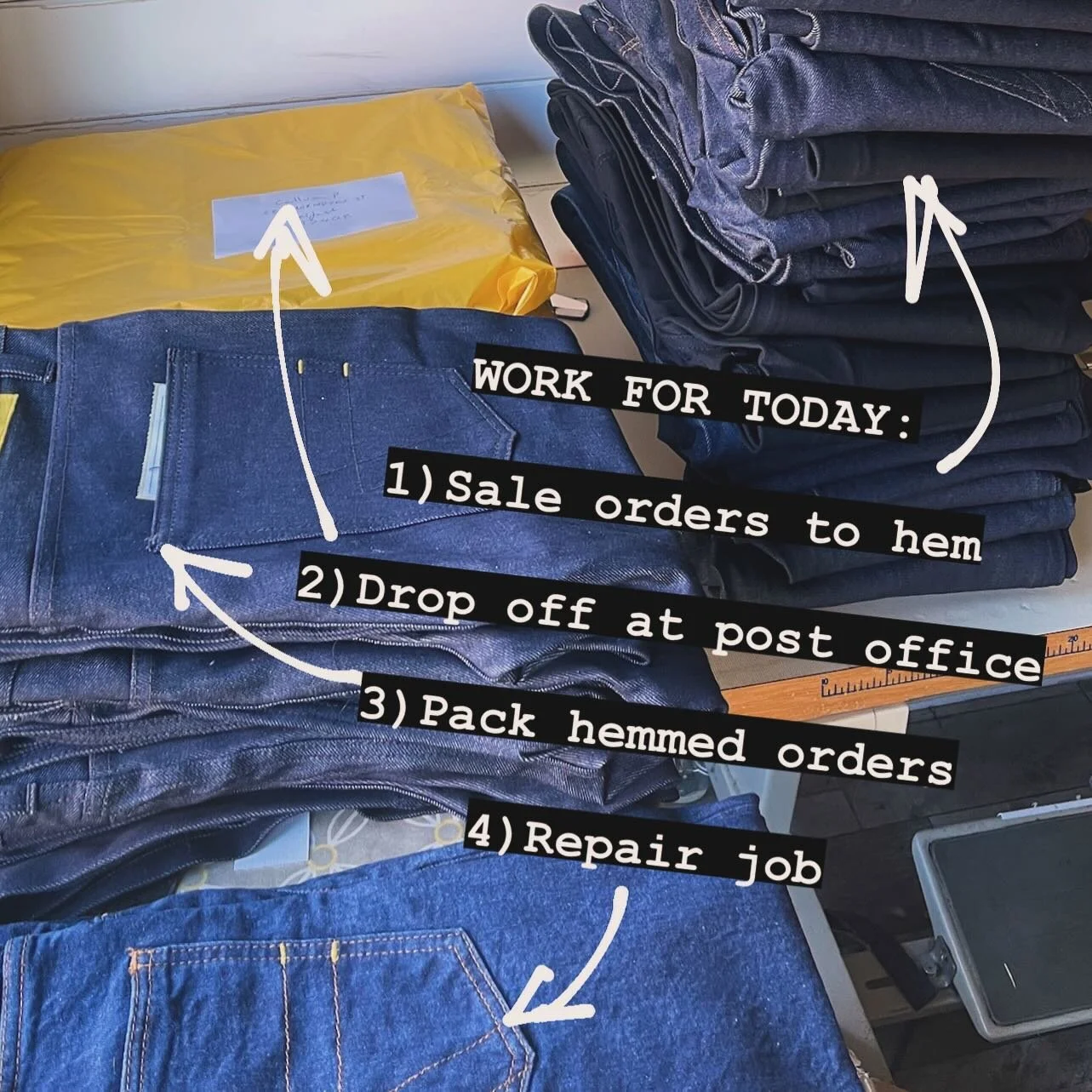 Thank you everyone that has placed an order over the past week. I&rsquo;m currently hemming all custom leg orders. If you ordered last week your pair is in the pile ready to be packaged up.

If you haven&rsquo;t placed an order we still have a few pa