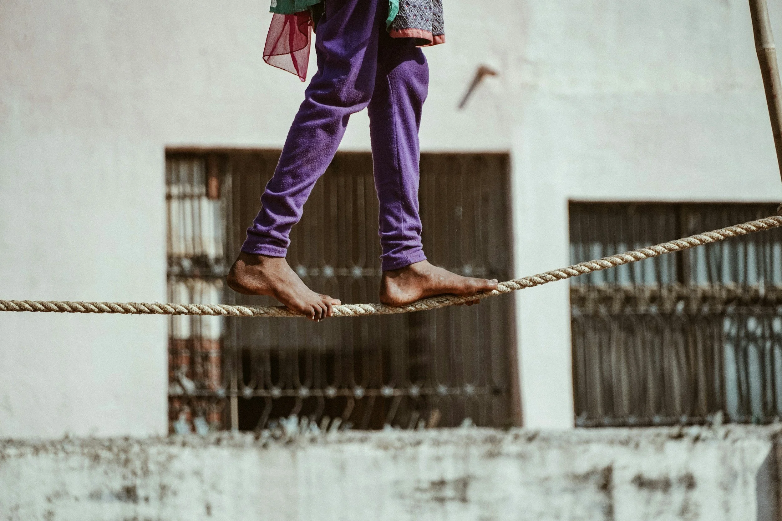 balancing on a rope