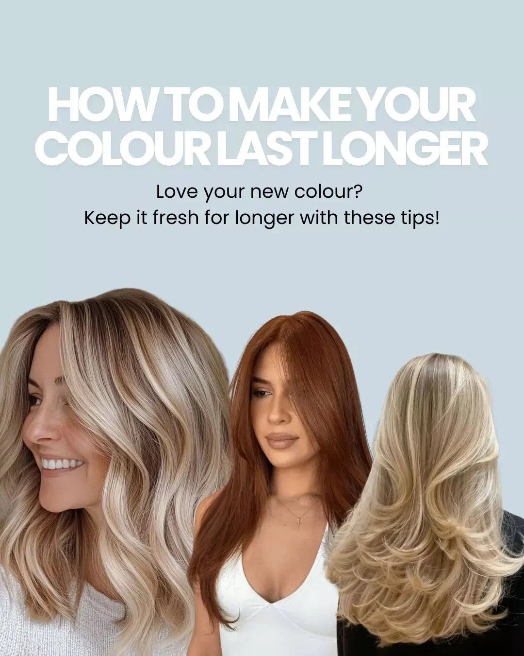 Keep your colour vibrant with a little TLC - hydrate, refresh, trim. 💇&zwj;♀️