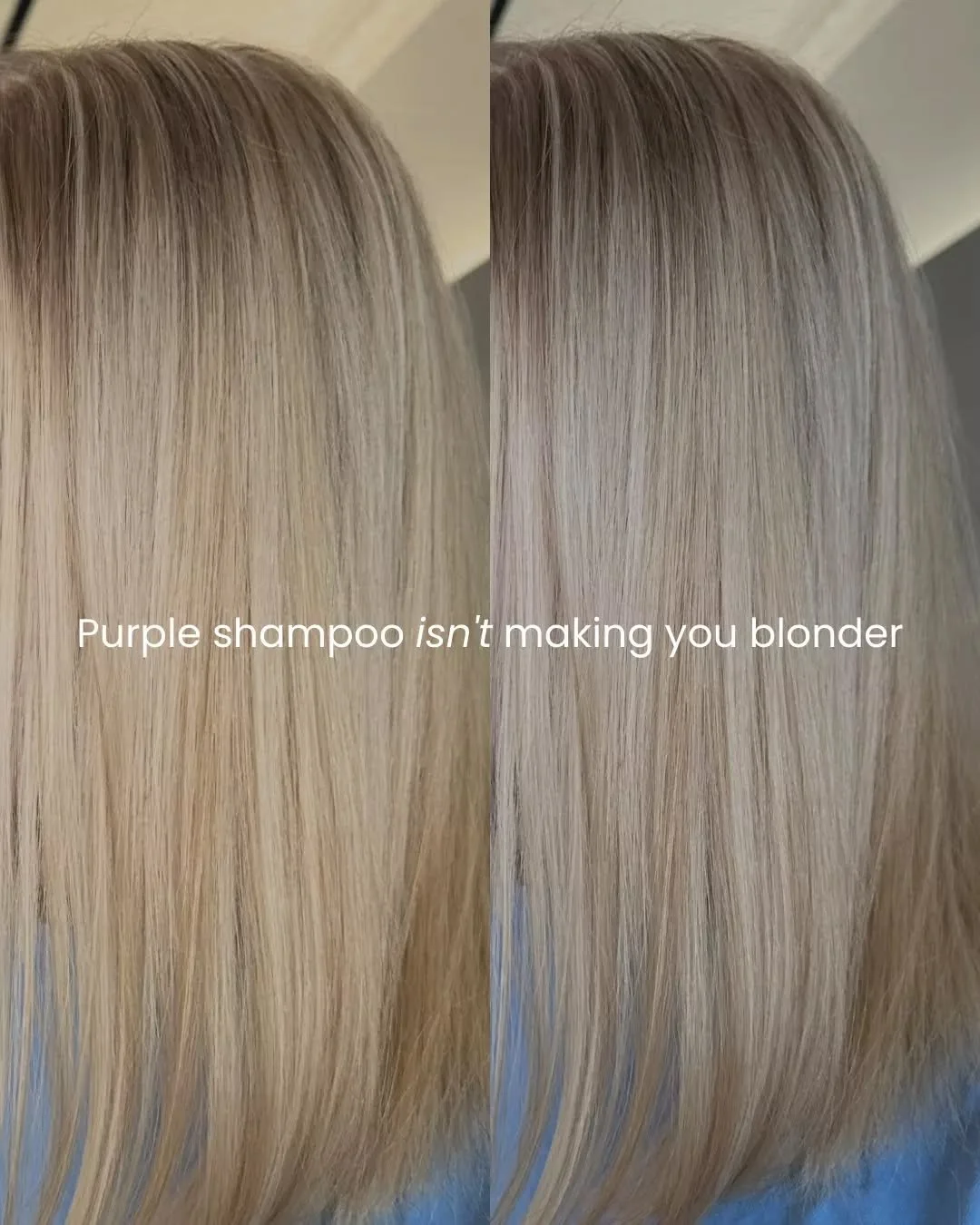 Myth: Purple shampoo makes you blonder. 💜🚫

Fact: It only neutralises brass - it doesn't actually lighten your hair.

👉 To really brighten your blonde, you'll need to lift to a lighter level in-salon, reduce underlying warm pigment, and maintain w