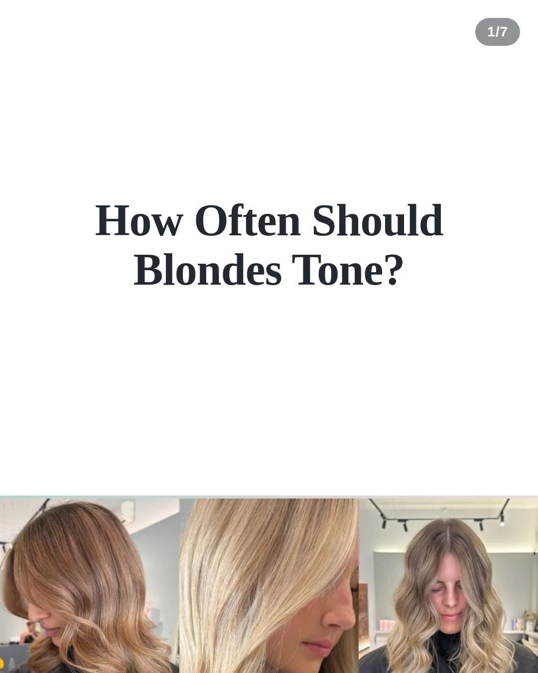 How often should you tone? ✨
It&rsquo;s one of the questions I get asked most &mdash; and the answer depends on your blonde.
If you&rsquo;re rocking a bright, icy or high-maintenance shade, you&rsquo;ll want to come in every 3&ndash;4 weeks to keep i