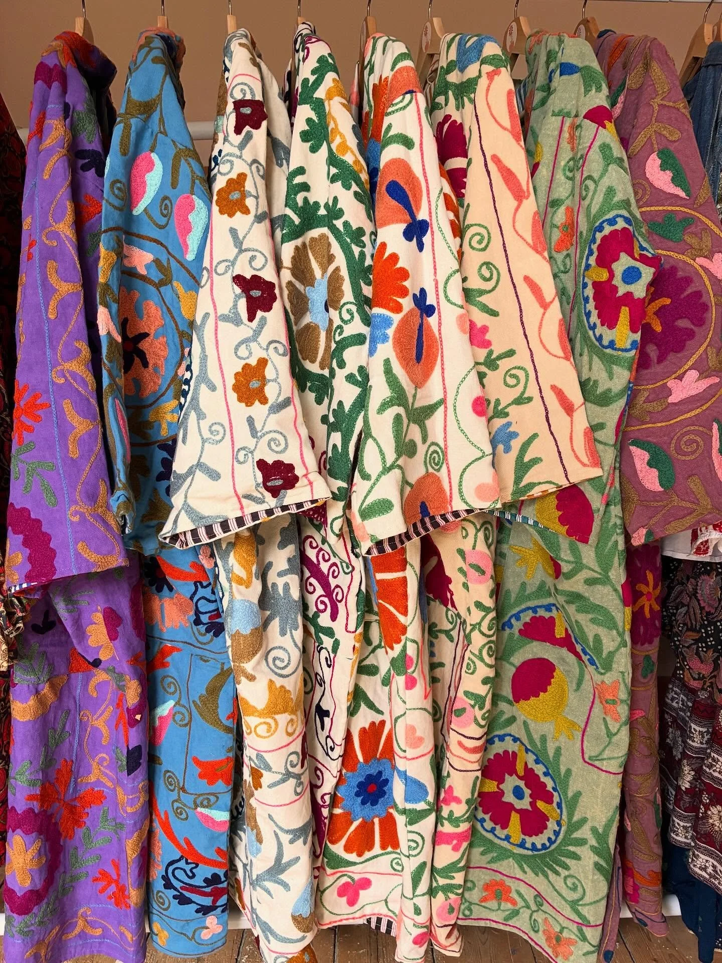 8 Suzani Embroidered Robes launching on the website this Friday at 7PM 🪡🌈 @seventies.soul 
www.seventiessoul.co.uk