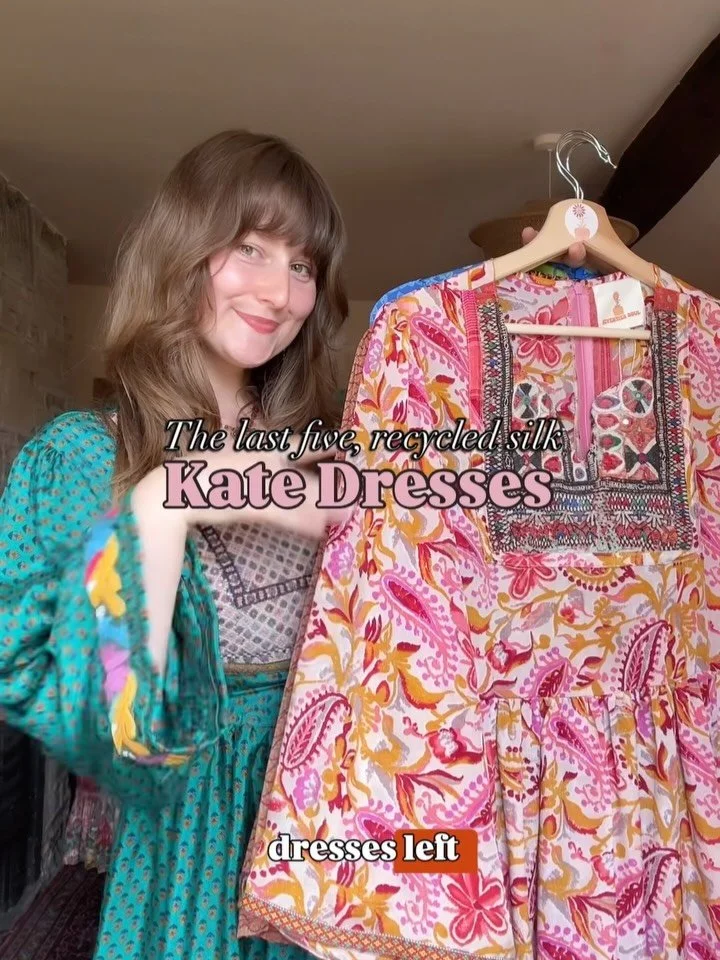 🌷Which one is your favourite?🌷 SWIPE to see the last 5 Kate Dresses left! All handmade from vintage &amp; preloved materials, these dresses are truly one of a kind 🪡♻️

🦋 Once sold out - they&rsquo;re gone forever 🦋

Size details, measurements &