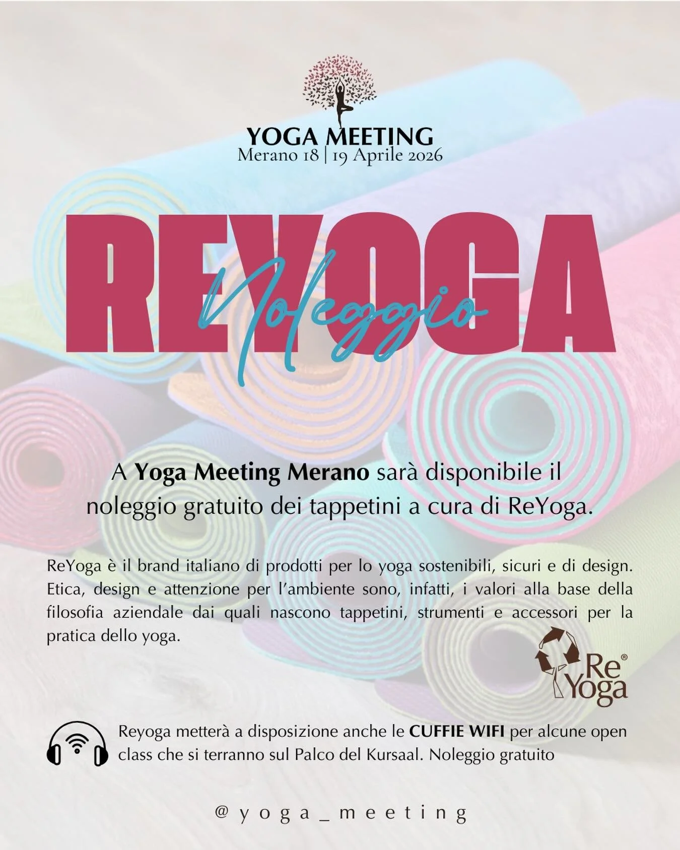 Anche quest&rsquo;anno, grazie a @reyoga, potrai vivere il Meeting con ancora pi&ugrave; comodit&agrave;.
ReYoga sar&agrave; presente con il proprio stand dedicato a noleggio e vendita di tappetini e accessori per accompagnarti in ogni pratica.

Dura