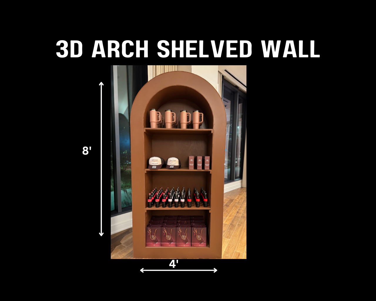 3D ARCH SHELVED WALL $300