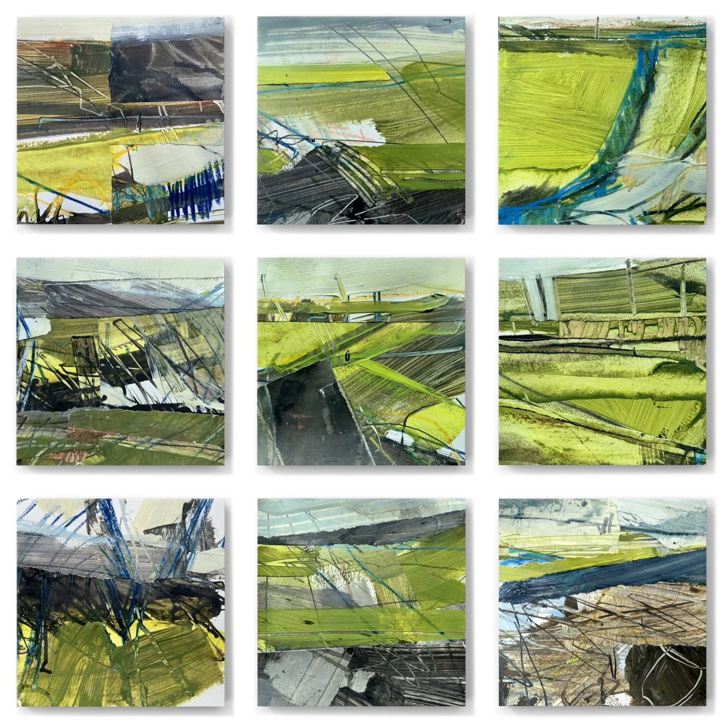 I&rsquo;m developing reference material for my next painting series, making collages from quick plein air sketches. I had a very enjoyable day getting covered in PVA glue.