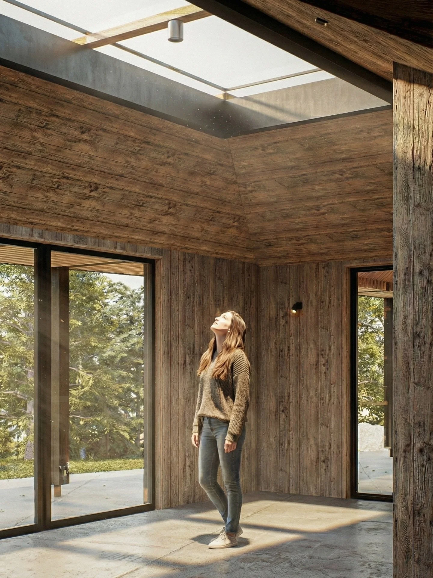 ☀️🏡 Esa franja de cielo no es casualidad: la lucarna abre el techo y hace que la casa se sienta m&aacute;s amplia. Junto a los ventanales, llena de luz natural la cocina, el comedor y el living, logrando un dise&ntilde;o de casas moderno y acogedor.