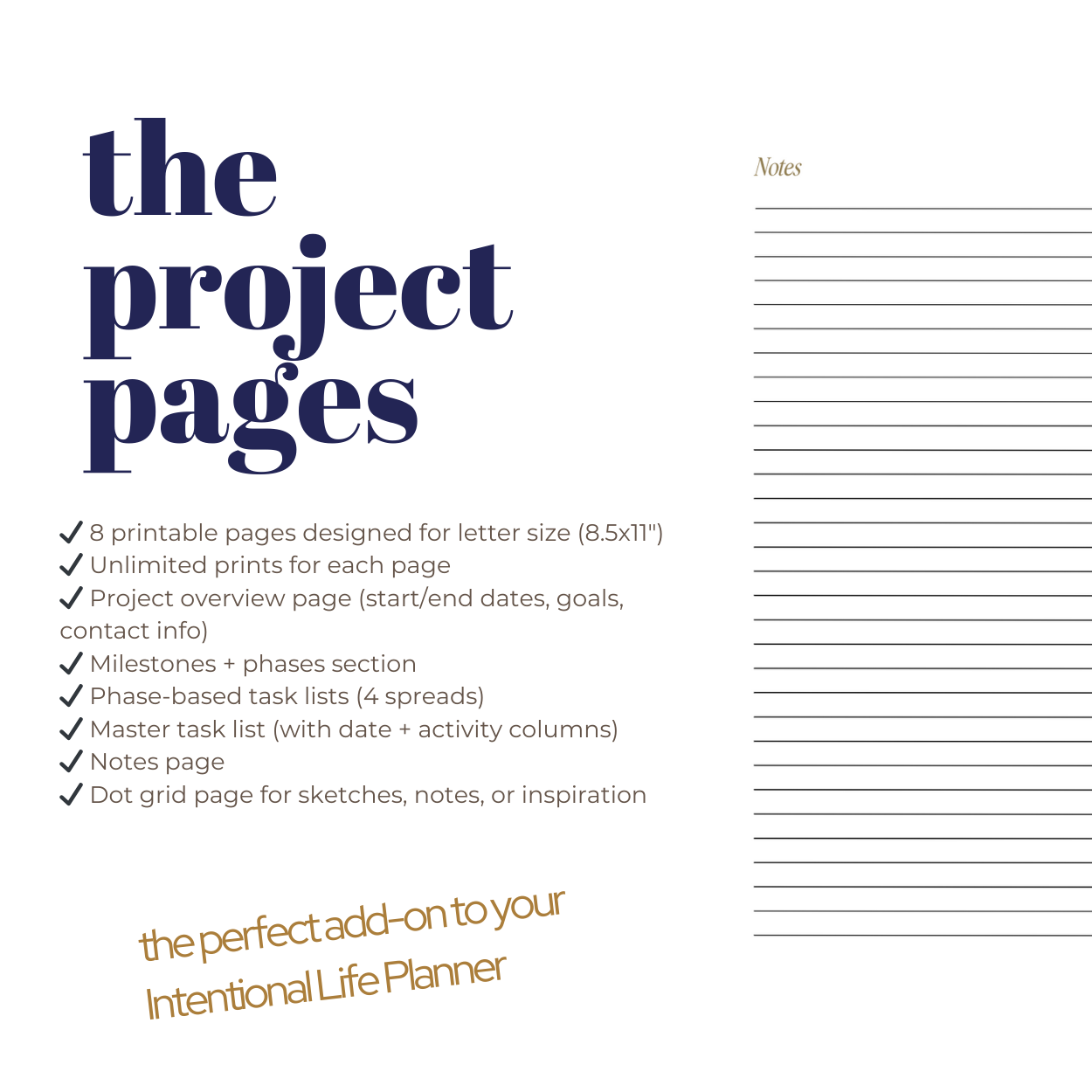 The Project Pages (add-on to the Intentional Life Planner)