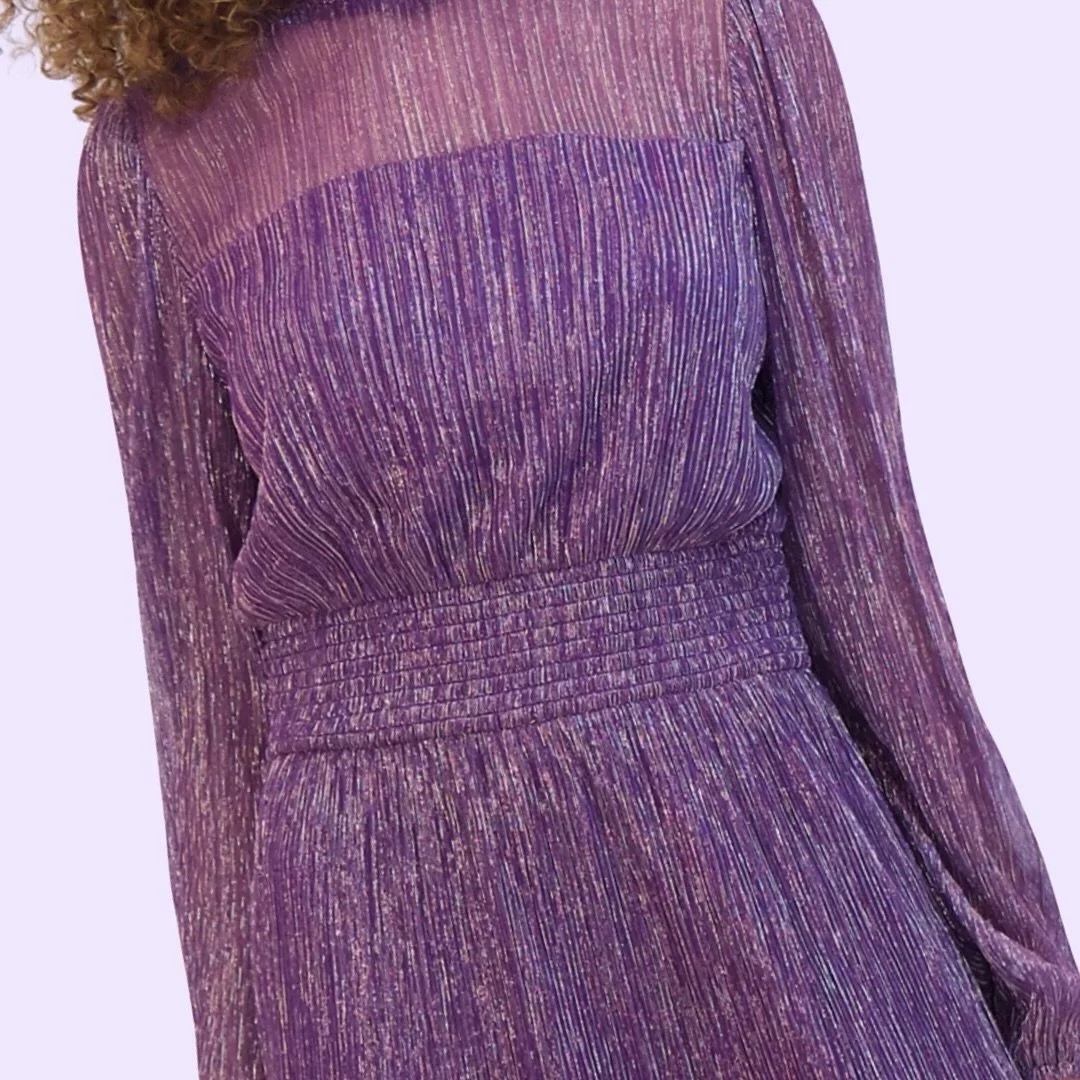 Purple perfection💜&mdash;this metallic smocked dress was made to shine! Shop on Macys.com✨
