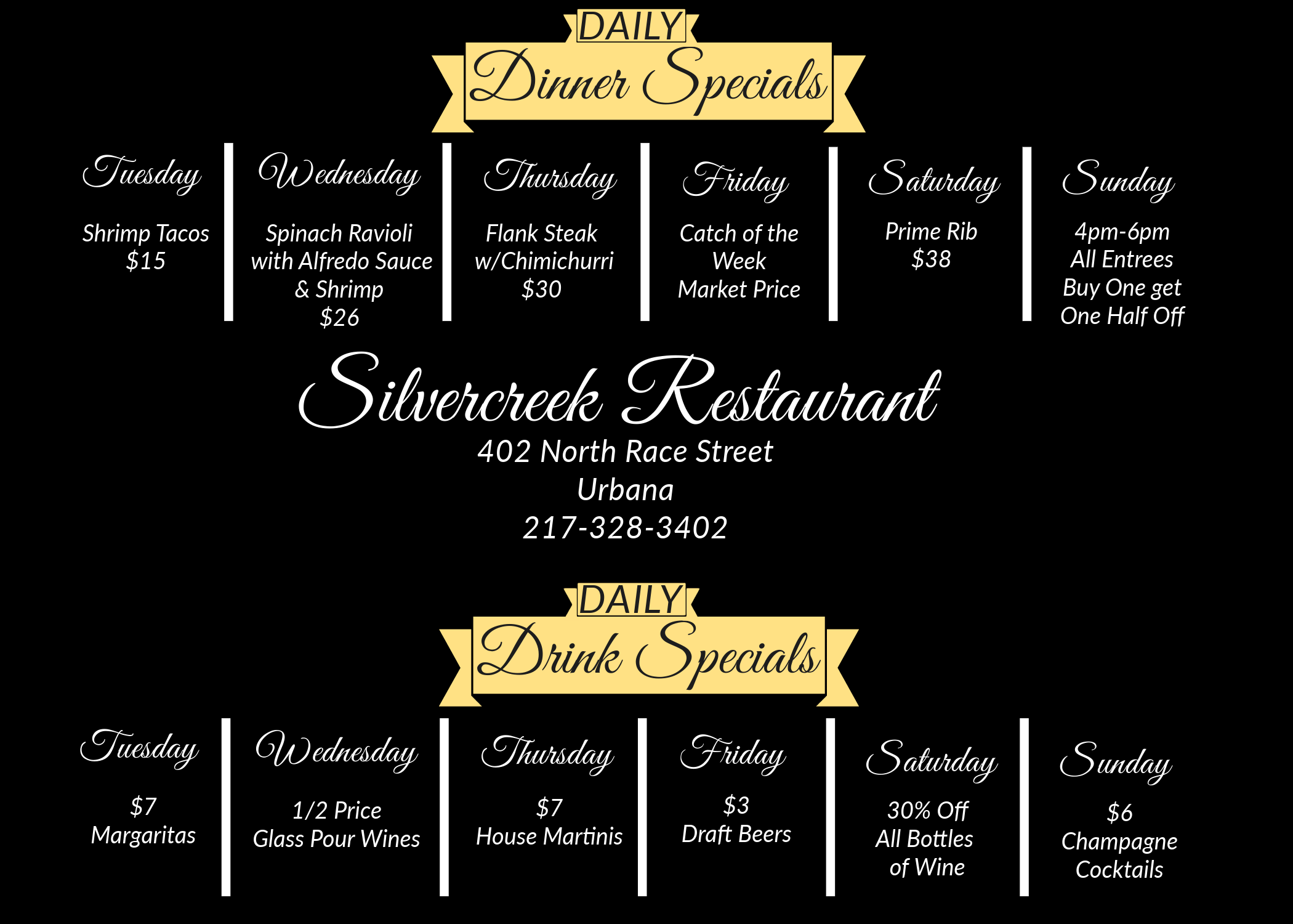 Silverbacks Menu Menu — Silvercreek