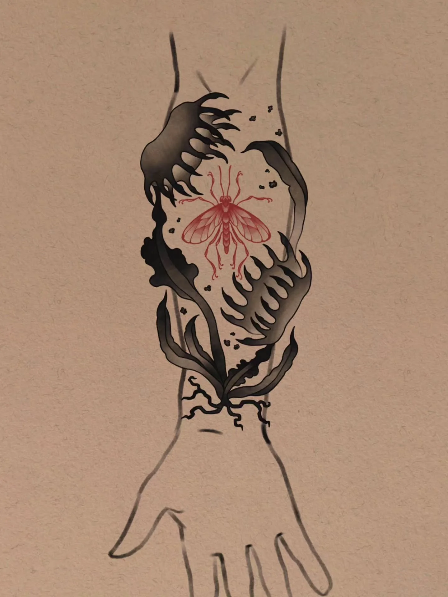 Hey folks, my first flash drop of the season is a large piece! Dont worry though, smaller and more economically friendly flash is coming. 

These are two placement options for which the shape has been catered to, but if you claim the design, I'm open