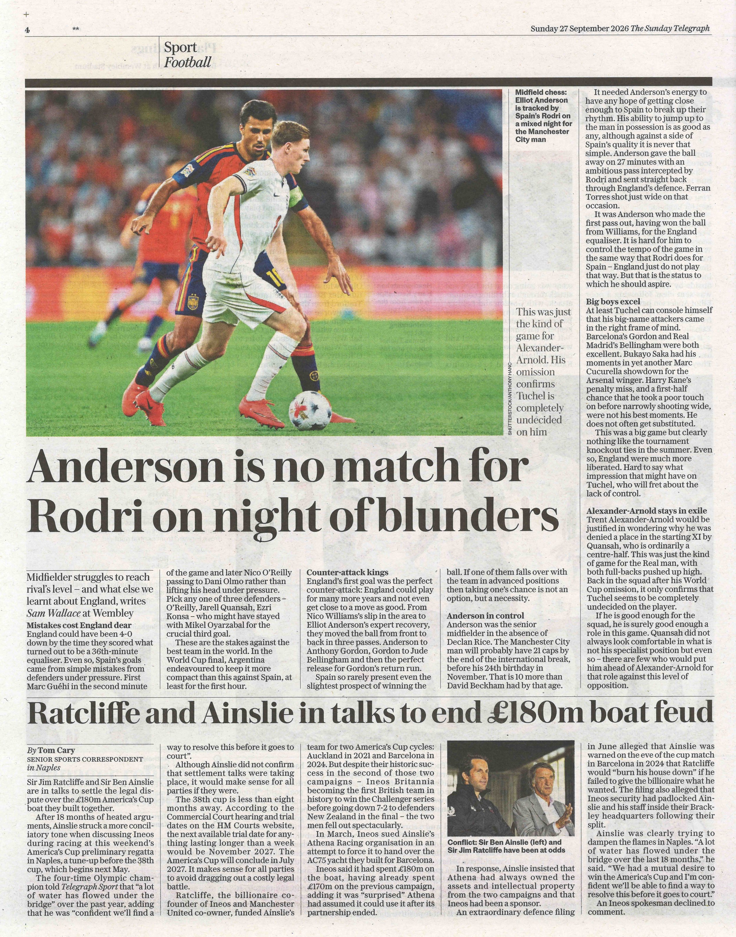 2026 - 27th September - The Sunday Telegraph