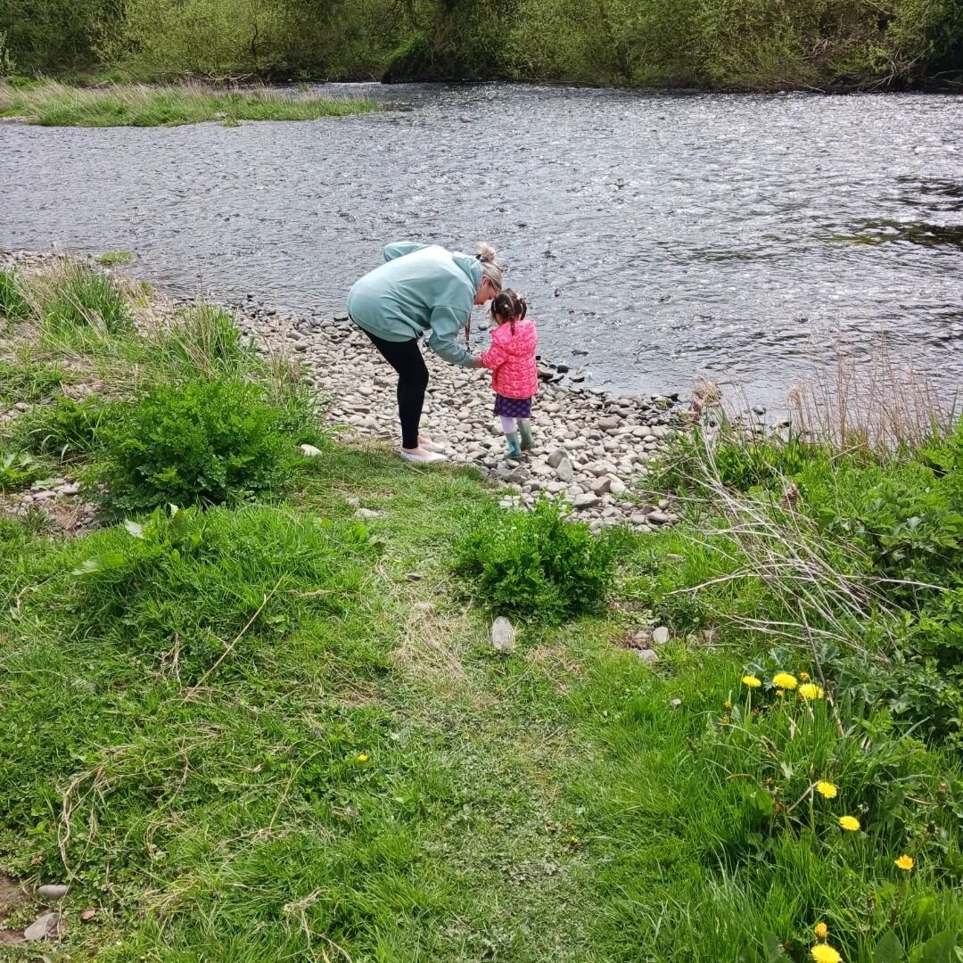 We love a walk around the village, yesterday we walked and picked pebbles by the river, don't worry we did this one at a time.