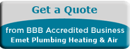 Button with text 'Get a Quote from BBB Accredited Business Emet Plumbing Heating & Air'