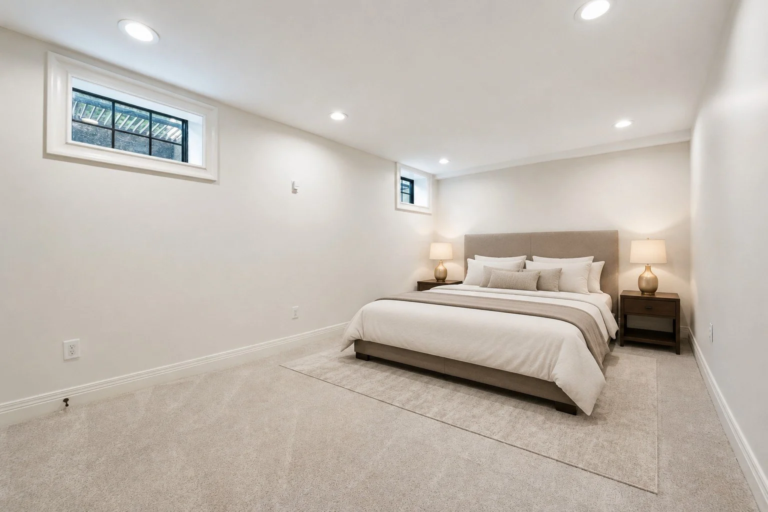 basement bedroom mockup, ai generated and bedroom setup available upon request