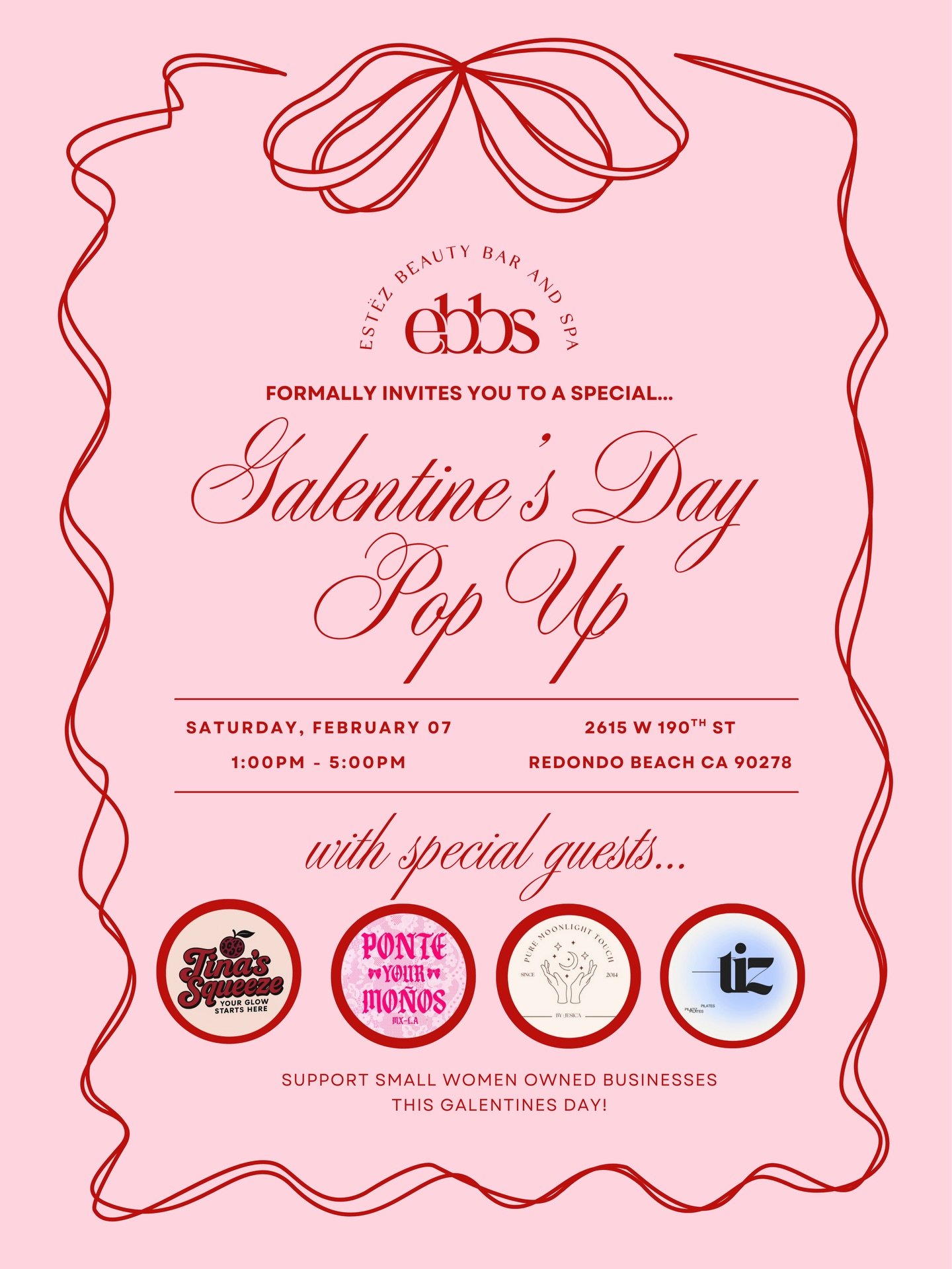 ✨An afternoon of beauty, wellness, and community at Est&euml;z Beauty Bar &amp; Spa!✨

🗓 Saturday, February 7
⏰ 1:00&ndash;5:00 PM
📍 2615 W 190th St, Redondo Beach CA 90278

Enjoy express beauty services, Hydrafacial lip &amp; eye perks, quick waxi