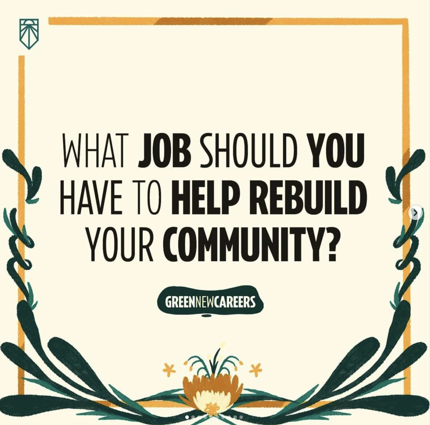 Sunrise Movement uses an Instagram slideshow to show different roles people can step into in a new, green economy.
