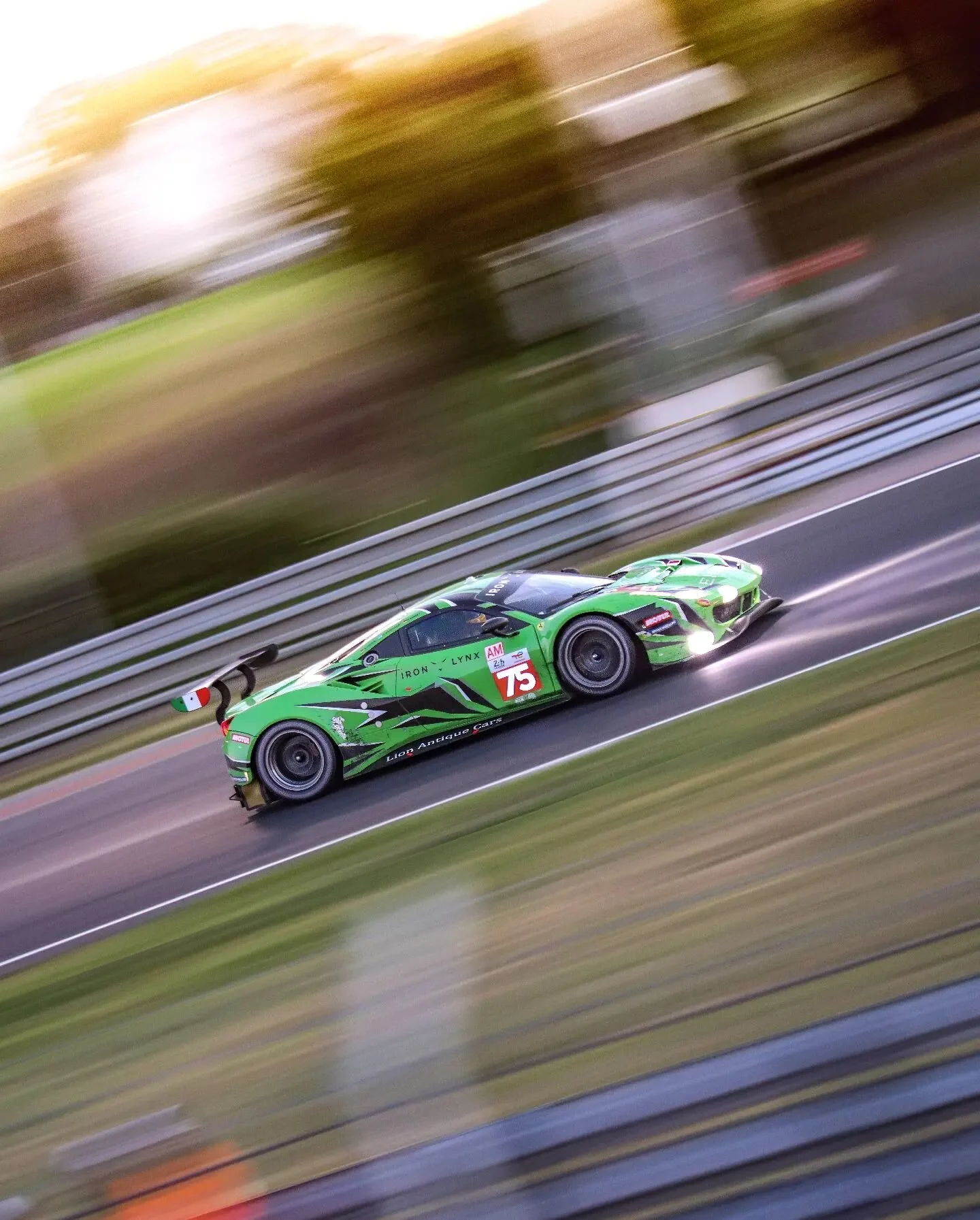 Iron Lynx's Ferrari 488 GTE EVO fluing through golden hour - Le Mans 2022
........................................................

ISO 200
F5.6
1/80

..........................................................

Camera: Canon 90D
Lens: @canonuk
50mm
1