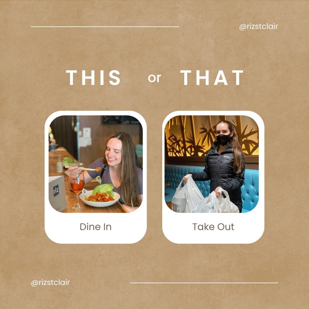 TELL US WHICH YOU PREFER: DO YOU DINE IN OR TAKE OUT?
.
.
.
.
.
.
.
.
.
.
#rizstclair #rizonstclair #hillcrestvillage #torontorestaurant #asianfusionfood #asianfood #japanesethai #dinein #takeout #stclairwestbusiness #rizrestaurants #dimsumrestaurant