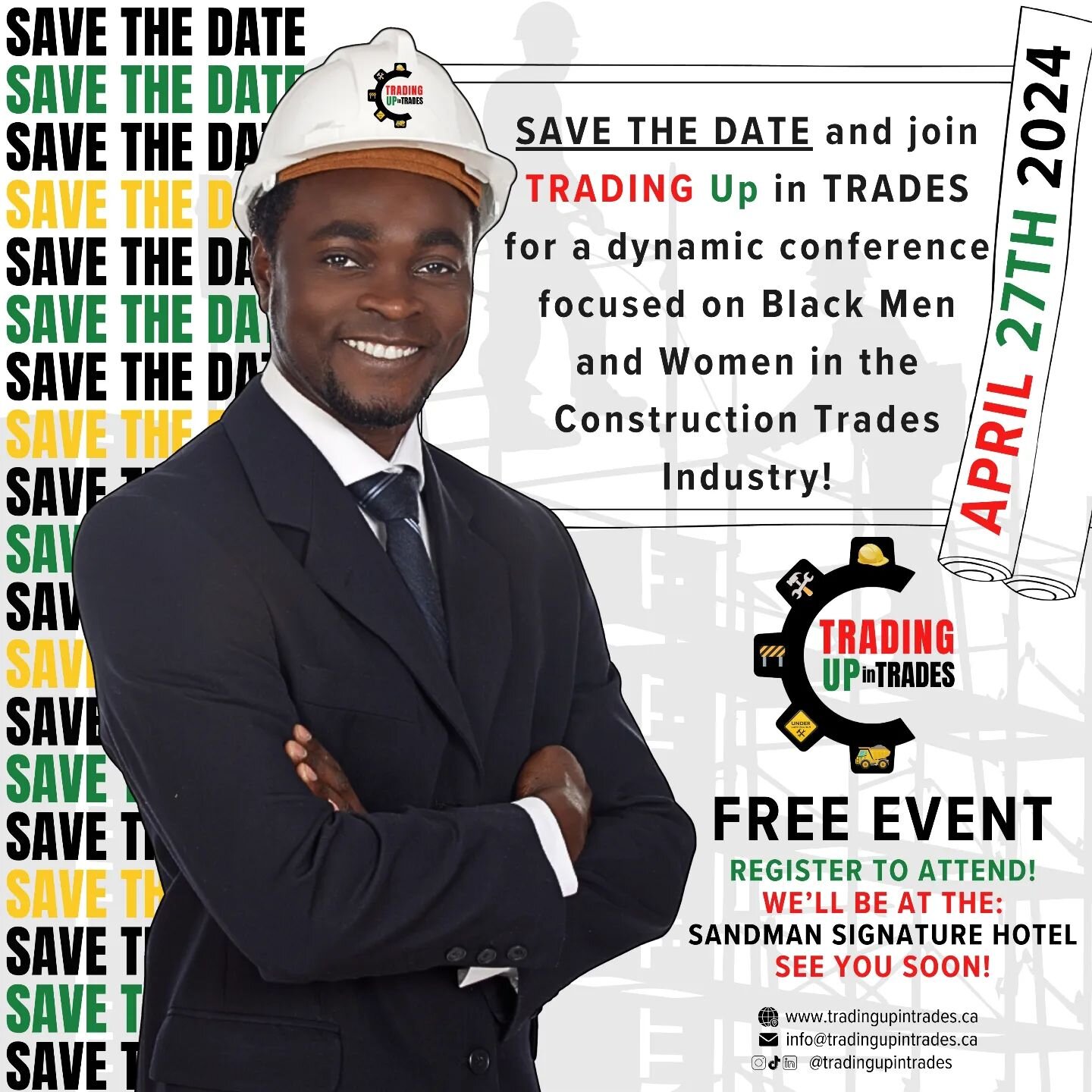 Join TRADING Up in TRADES for a dynamic conference focused on Black Men and Women in the Construction Trades Industry 👷🏽&zwj;♀️👷🏾&zwj;♂️

🗓️ Saturday, April 27th, 2024
⌚ 10:00am - 4:00pm (meals will be provided)
📍&nbsp;Sandman Signature Hotel (