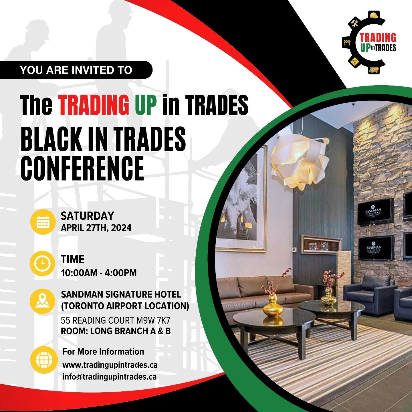 🗣️ CHECK YOUR EMAILS 📩

The INVITATIONS to our Black Trades Conference were sent out 🙌🏾

We can't wait to see you 😊

www.tradingupintrades.ca