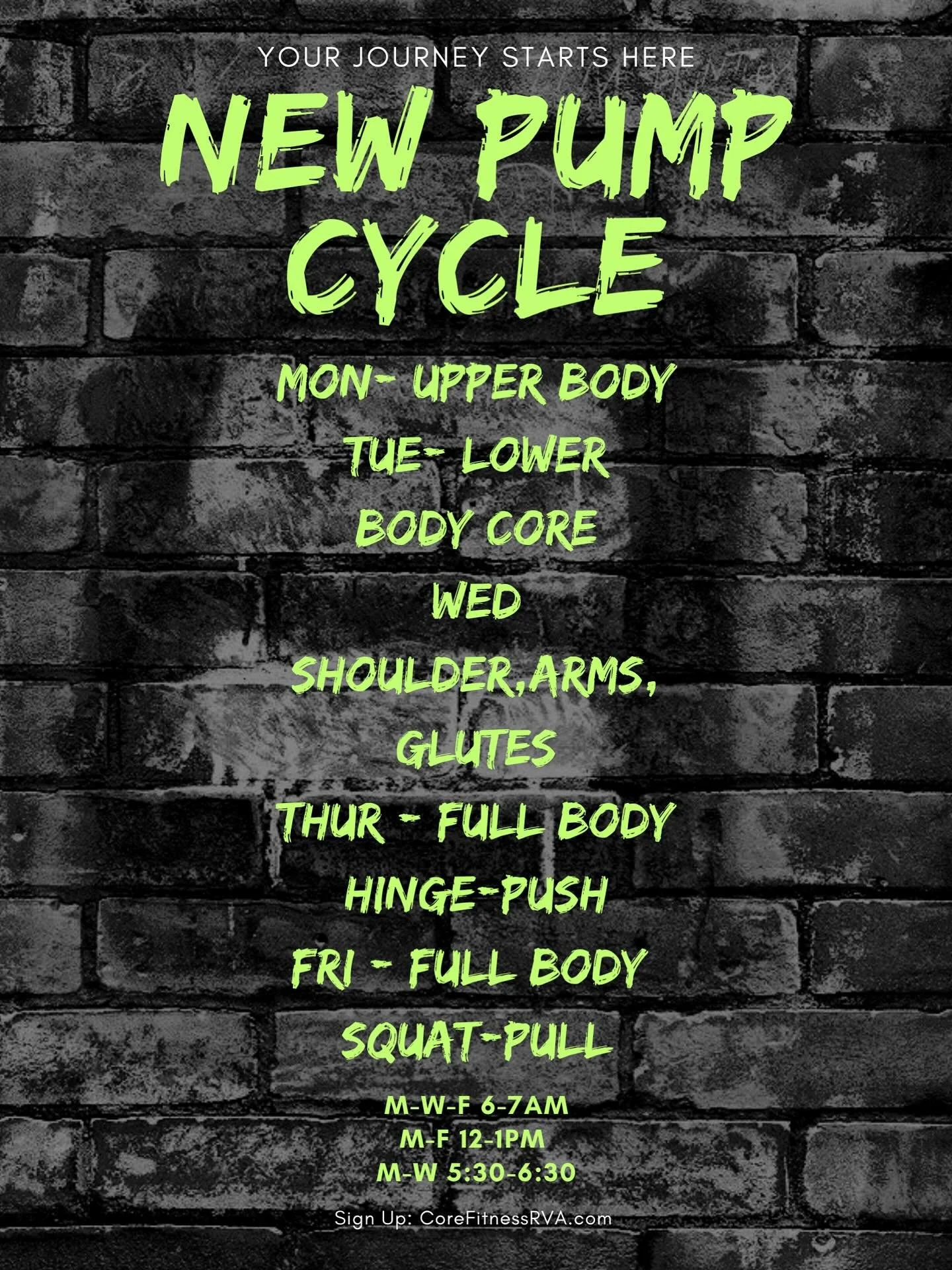 Our new PUMP cycle starts today! 

#semiprivate #gym #rvagym