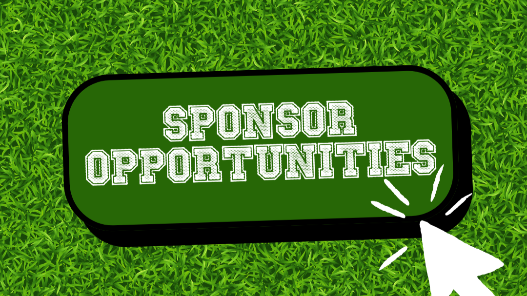 Green capsule-shaped sign on grass reading "SPONSOR OPPORTUNITIES" with a white cursor pointing at it.