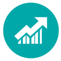 Icon of a graph with an upward arrow indicating growth or increase.