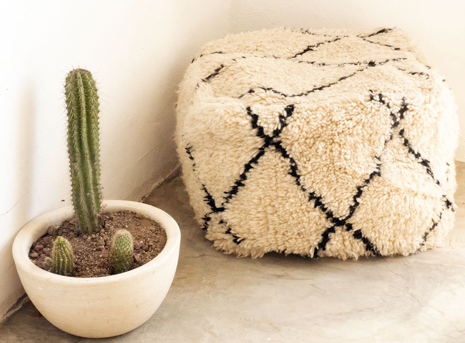 Moroccan Berber Black & White Square Pouf
$50.00