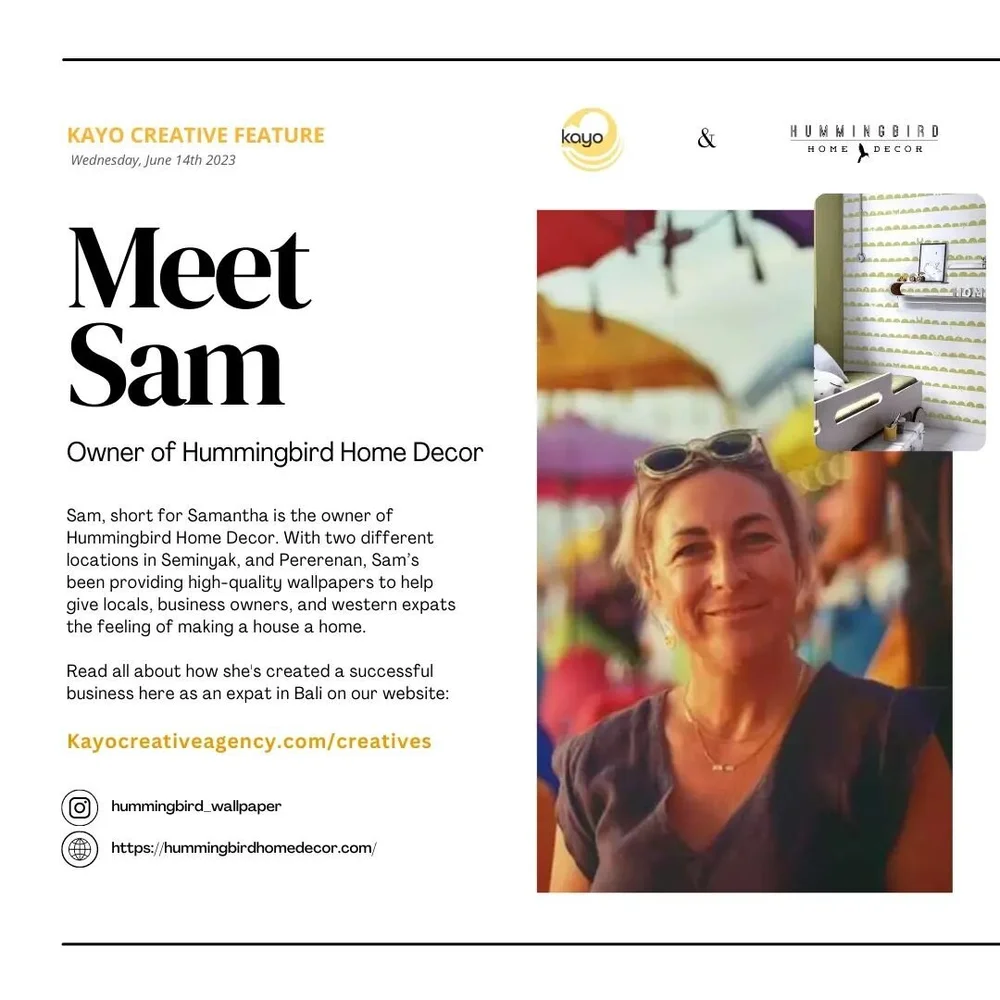 Meet Sam -- successful entrepreneur, world traveler, and owner of Hummingbird Home Decor company. Read her story on how she got where she is today and what advice she'd give to young women entrepreneurs looking to do the same.
---
#balibusiness #humm