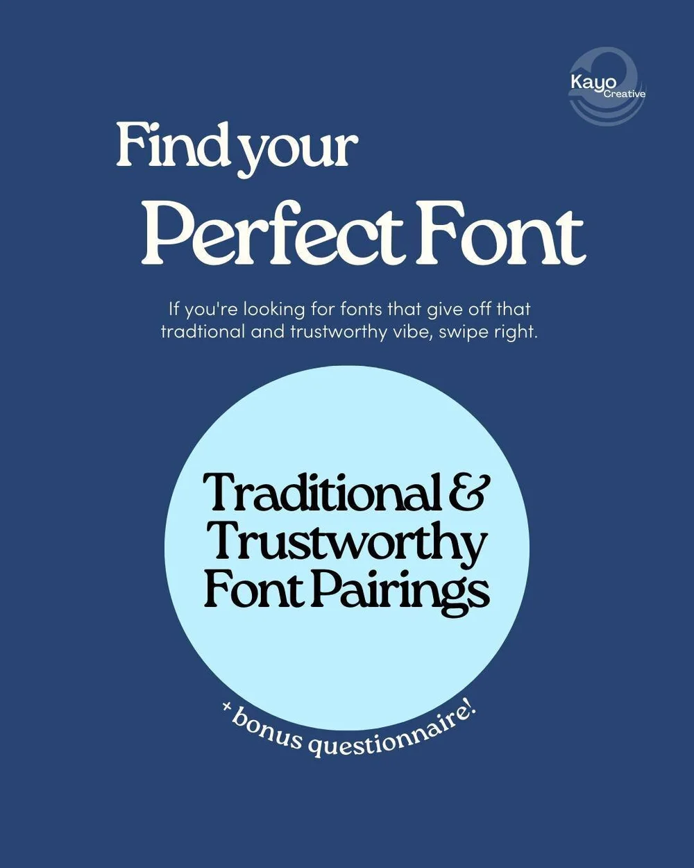 Finding the perfect font for your business is hard. Learn what makes this font pairing trustworthy, traditional and see what businesses use this font pairing in real life. Answer a few questions from our quiz to see where your business fits in. 

htt