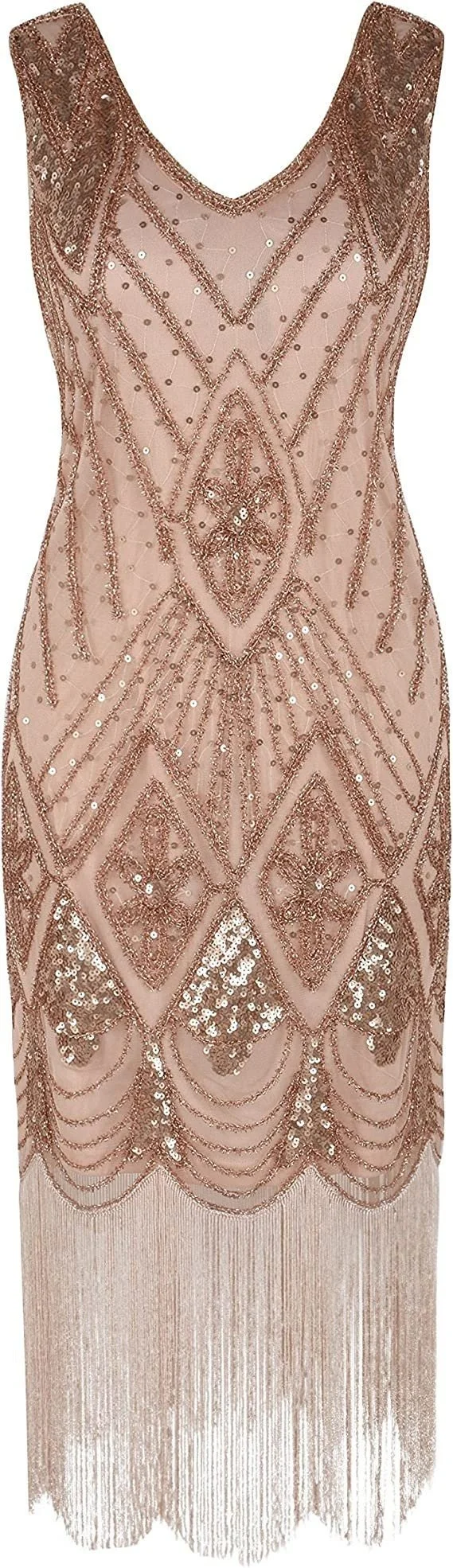 PLUS Size-1920s Style Rose Gold Flower Flapper Dress- Sizes 2X or 3X  Wear  Vintage Vogue