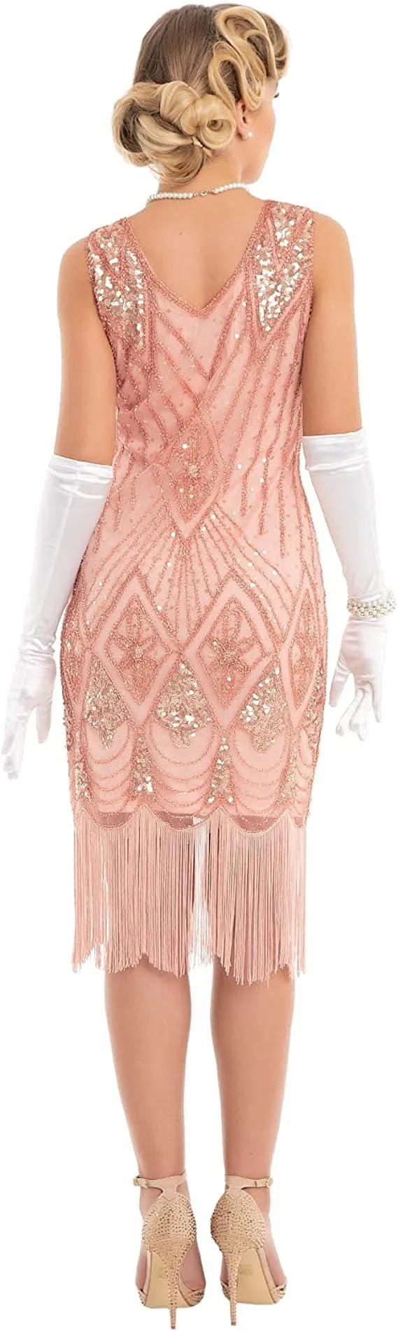 PLUS Size-1920s Style Rose Gold Flower Flapper Dress- Sizes 2X or 3X  Wear  Vintage Vogue